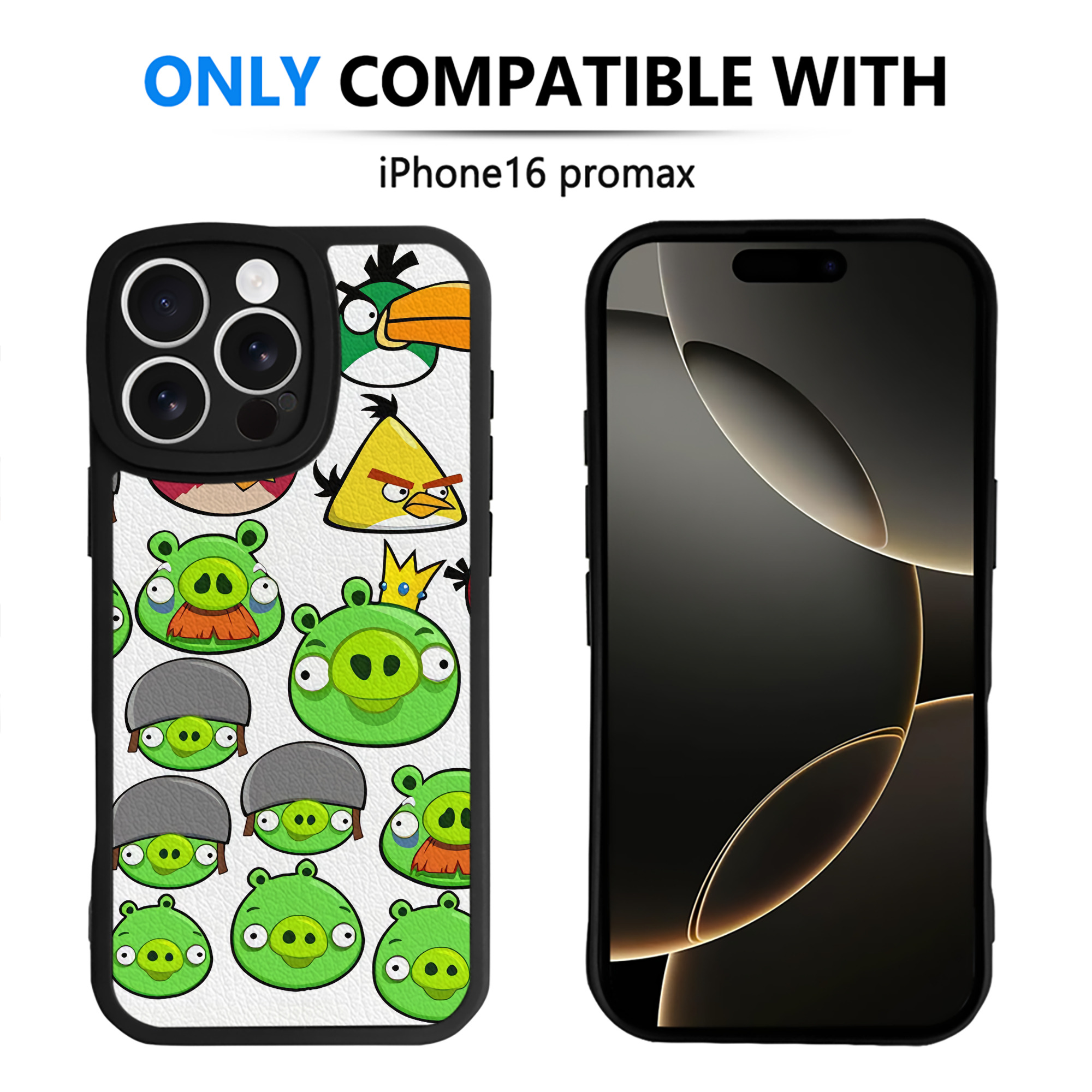 （画像用） Angry Birds アングリーバード 【iPhone 16シリーズ対応】シリコンスマホケース（レザー調） 材質：シリコン